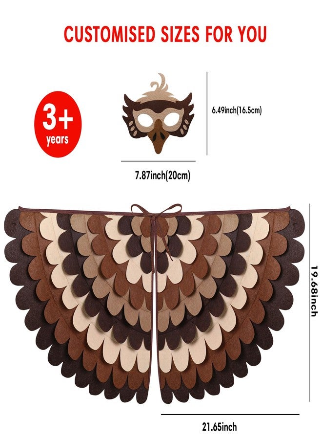 D.Q.Z Bird-Wings-Costume for Kids Dress Up, Felt Feathered Owl Parrot Chicken Animal Role Play Costume, Gift for Girl Boys (Eagle) - Image 4
